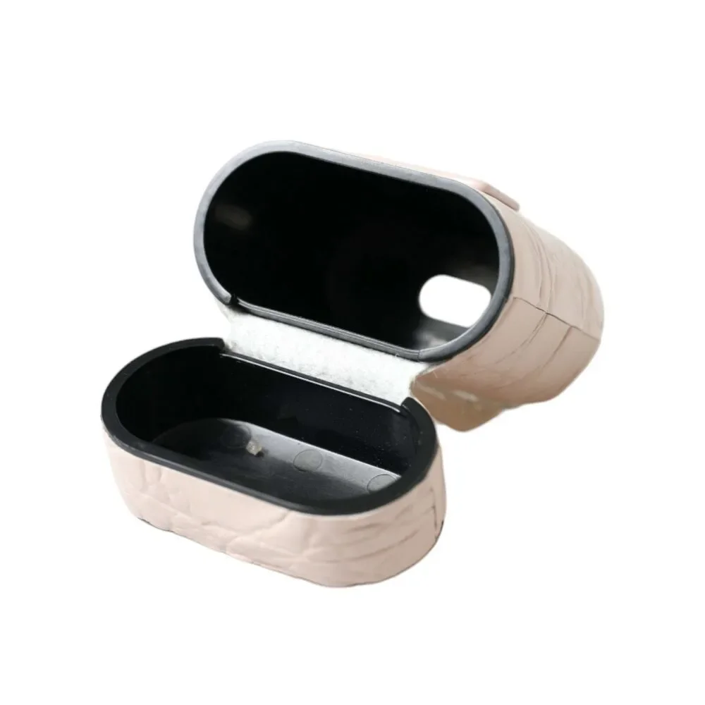 Dolce & Gabbana Light Pink Calf Leather Metal Logo Plaque Airpods Case - Picture 6 of 7